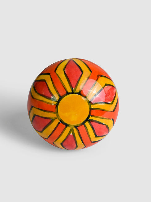 Orange and Yellow with line design wine bottle stoppers (Set of Two).