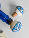 Turquoise and Blue with line design White color wine bottle stoppers (Set of Two).