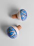 Turquoise and Blue with line design White color wine bottle stoppers (Set of Two).