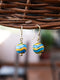 Single Blue Pottery Bead Earring