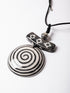Blue Pottery Pendent Necklace ( Black )