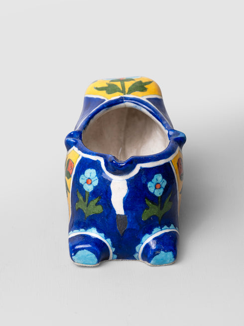 Blue Pottery Elephant Plant Holder