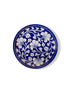 Blue Pottery Decorative Plate in Blue Base & White Florals