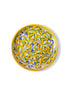 Blue Pottery Decorative Plate in Yellow Base & Multi Flowers