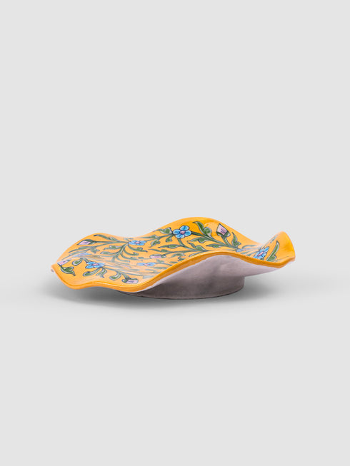 Blue Pottery Decorative Handmade Curve Wall Plate