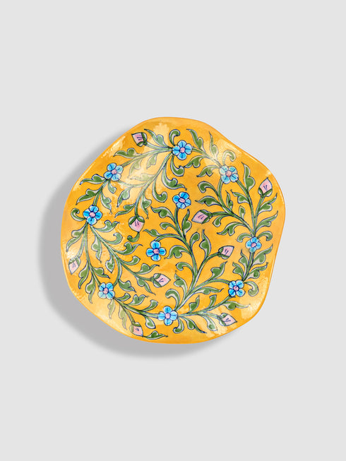 Blue Pottery Decorative Handmade Curve Wall Plate