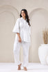 Pop White Top Pant Set With String Effect