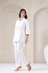 Pop White Top Pant Set With String Effect