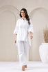 Pop White Top Pant Set With String Effect