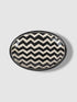 Black and White Zig Zag Design Oval Plate