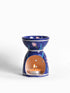 Jaipur Blue Pottery Handmade Aroma Oil Diffuser Med. in Blue Base with Pink lotus Flower