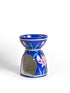 Jaipur Blue Pottery Handmade Aroma Oil Diffuser Med. in Blue Base with Pink lotus Flower