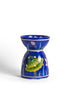 Jaipur Blue Pottery Handmade Aroma Oil Diffuser Med. in Blue Base with Pink lotus Flower