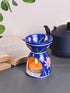 Jaipur Blue Pottery Handmade Aroma Oil Diffuser Med. in Blue Base with Pink lotus Flower