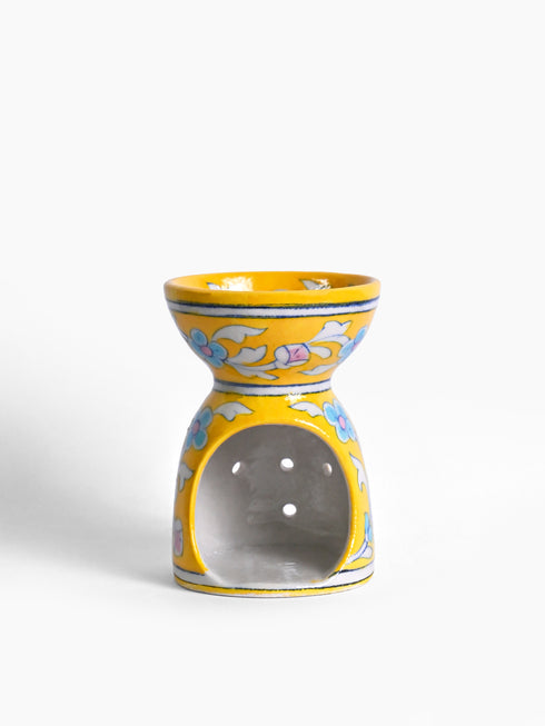 Blue Pottery Handmade Aroma Oil Diffuser Yellow Color