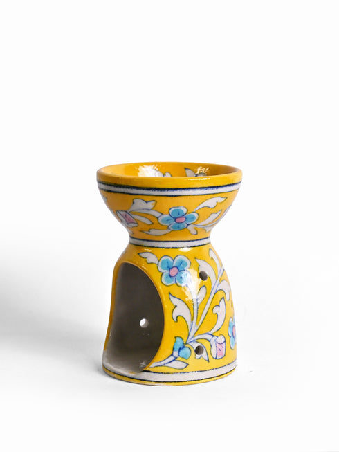 Blue Pottery Handmade Aroma Oil Diffuser Yellow Color