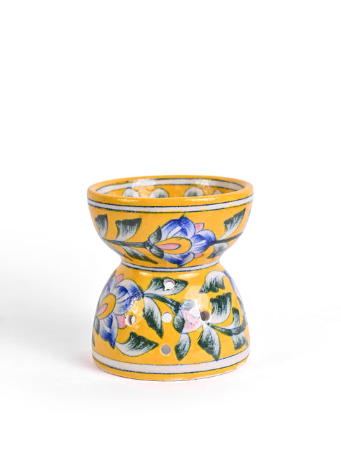 Blue Pottery Handmade Aroma Oil Diffuser Yellow Color