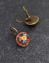 Button Pendant Earrings ( Red & Black )