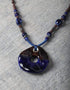 Round Blue and Brown Tassel Pendant with Brown Thread
