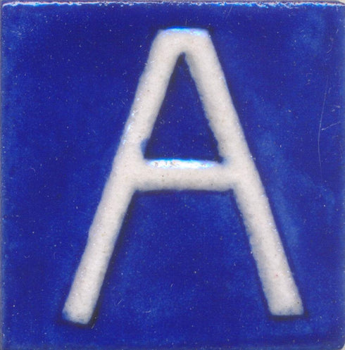 White A alphabet blue tile (2x2)