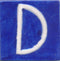 White D alphabet blue tile (2x2)