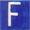 White F alphabet blue tile (2x2)