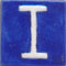 White I alphabet blue tile (2x2)