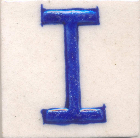Blue I alphabet white tile (2x2)