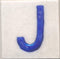 Blue J alphabet white tile (2x2)