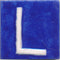 White L alphabet blue tile (2x2)