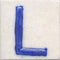 Blue L alphabet white tile (2x2)