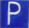 White P alphabet blue tile (2x2)