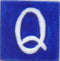 White Q alphabet blue tile (2x2)