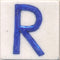 Blue R alphabet white tile (2x2)