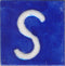 White S alphabet blue tile (2x2)