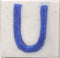 Blue U alphabet white tile (2x2)