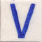 Blue V alphabet white tile (2x2)
