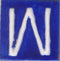 White W alphabet blue tile (2x2)