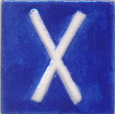 White X alphabet blue tile (2x2)
