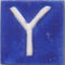 White Y alphabet blue tile (2x2)