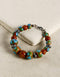 Handmade Round Bracelet With Blue Pottery Beads, Metal Beads & Hook - Colour - Brown & Turqupise