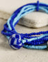 Handmade Single Blue Pottery Bead with Seed Beads & Metal Beads Bracelet - Multi strings (Blue & Turquoise)