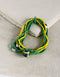 Handmade Single Blue Pottery Bead with Glass Beads & Metal Beads Bracelet - Multi strings (Yellow & Green)