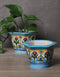 Blue Pottery Hexagonal Planter Set of 2 pcs
