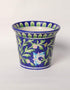 Blue Pottery Handmade Planter Set Of 3 Pieces ( 6 Inches, 4 Inches & 2.5 Inches) - Blue Base With Multi Colours