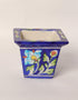 Blue Pottery Handmade Planter Set Of 2 Pieces ( 6 Inches, 4 Inches ) - Blue Base With Multi Colours