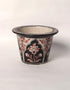 Blue Pottery Handmade Planter 5 Inches Set Of 2 Pieces - Black/White/Red Flowers