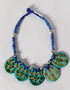 Blue Pottery Reversible Style Five Pendant Neckalce With Earring - Turquoise, Blue (Two In One)