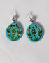 Blue Pottery Reversible Style Five Pendant Neckalce With Earring - Turquoise, Blue (Two In One)