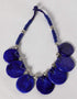 Blue Pottery Seven Pendant Necklace With Earring - Blue